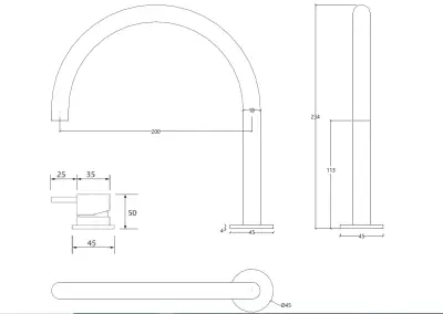 Waterevolution Flow 2-lyukas mosdócsaptelep króm alacsony U 113mm kifolyóval T1121U01