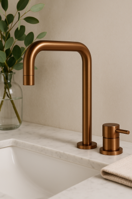Waterevolution Flow 2-lyukú mosdócsaptelep PVD Kefélt Réz T112HCPE