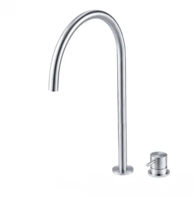 Waterevolution Flow 2 lyukú mosdócsap, teljes egészében rozsdamentes acélból, magas U 200 mm kifolyóval T1122UIE