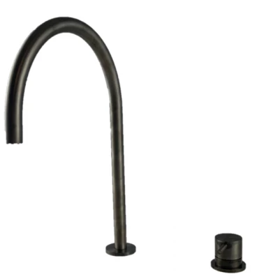Waterevolution Flow 2 lyukas mosdócsap PVD Gun Metal magas U 200 mm kifolyóval T1122UGME