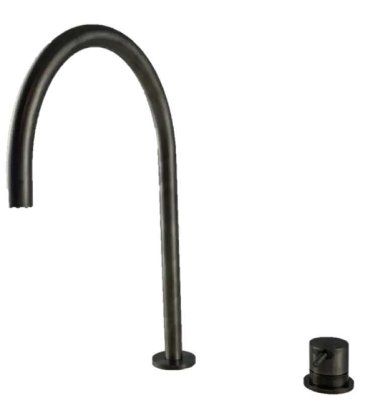 Waterevolution Flow 2 lyukas mosdócsap PVD Gun Metal magas U 200 mm kifolyóval T1122UGME