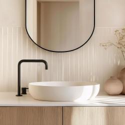 Waterevolution Flow 2-lyukú mosdócsaptelep magas kifolyóval 222 matt fekete T122HPR