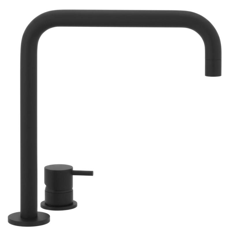 Waterevolution Flow 2-lyukú mosdócsaptelep magas kifolyóval 222 matt fekete T122HPR