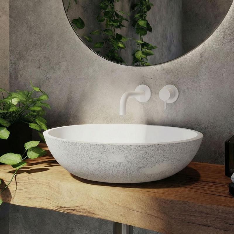 Waterevolution Flow ingebouwde wastafelkraan wit uitloop 10cm T116BBR-10