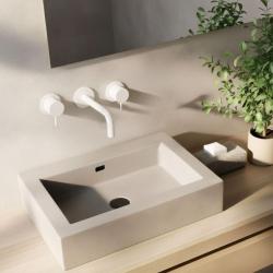 Waterevolution Flow 3-lyukas beépíthető mosdócsaptelep matt fehér kifolyócsővel 10 cm T1163FBR-10