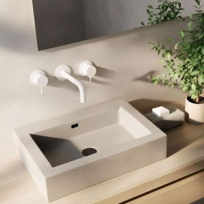 Waterevolution Flow 3-lyukas beépíthető mosdócsaptelep matt fehér kifolyócsővel 10 cm T1163FBR-10