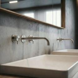 Waterevolution Flow 3 lyukas beépíthető mosdócsaptelep, teljes egészében rozsdamentes acélból, 21 cm-es kifolyóval T1163FIE-21