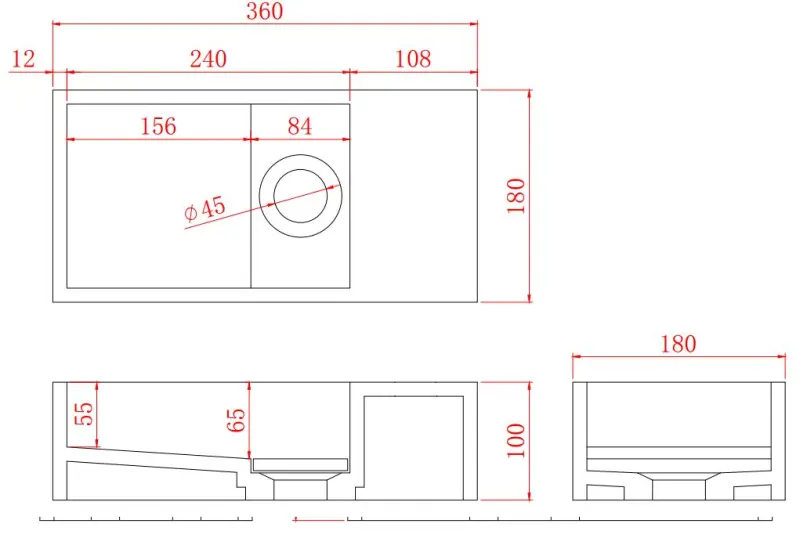 Solid-S Szilárd felületű, matt fekete szökőkút, B36xD18xH10 cm, fedéllel, jobb oldali kivitel, csapolólyuk nélkül, 1208954164