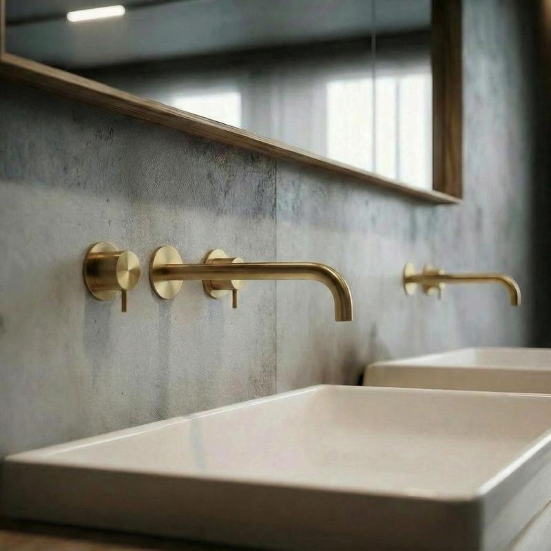 Waterevolution Flow 3-lyukú, beépíthető mosdócsaptelep, csiszolt sárgaréz, 21 cm-es kifolyóval, T1163FLE-21