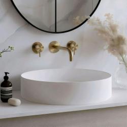 Waterevolution Flow 3 lyukas beépíthető mosdócsaptelep, teljesen csiszolt sárgaréz, 15 cm-es kifolyóval T1163FLE-15