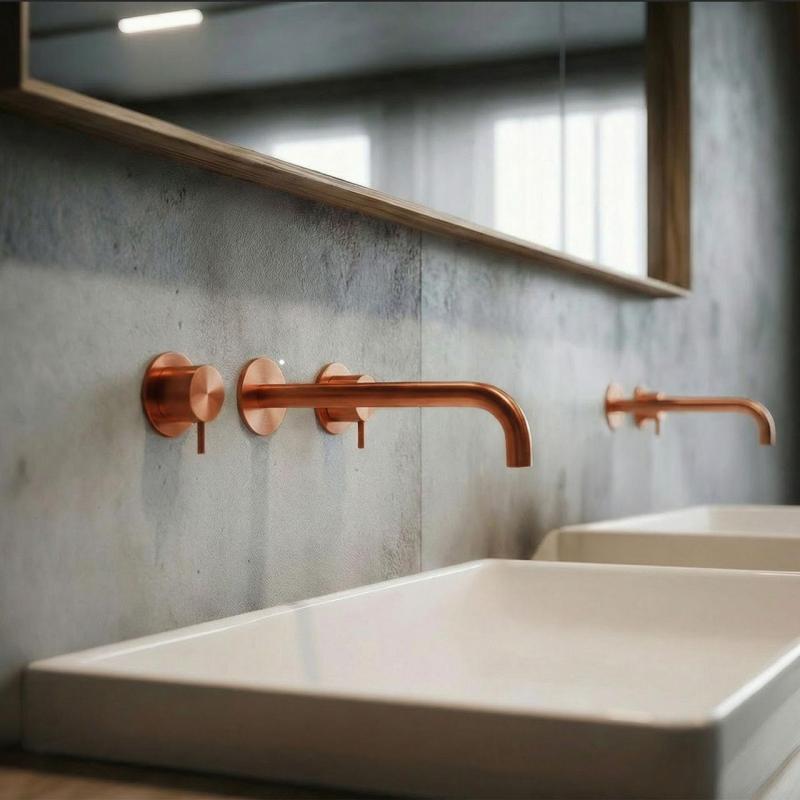 Waterevolution Flow 3 lyukas beépíthető mosdócsaptelep PVD réz, 21 cm-es kifolyóval T1163FCPE-21