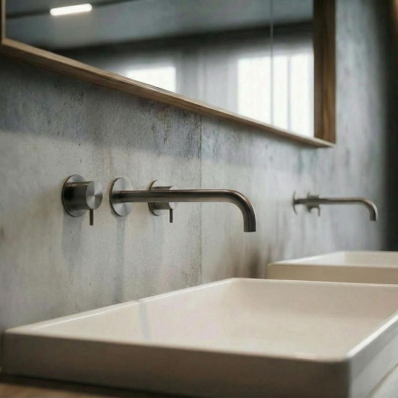 Waterevolution Flow 3 lyukas beépíthető mosdócsap PVD Gun metal, 21 cm-es kifolyóval T1163FGME-21