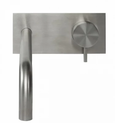 Waterevolution Flow beépíthető mosdócsaptelep fedőlappal, teljes egészében rozsdamentes acélból, 15 cm-es kifolyóval T1161BIE-15