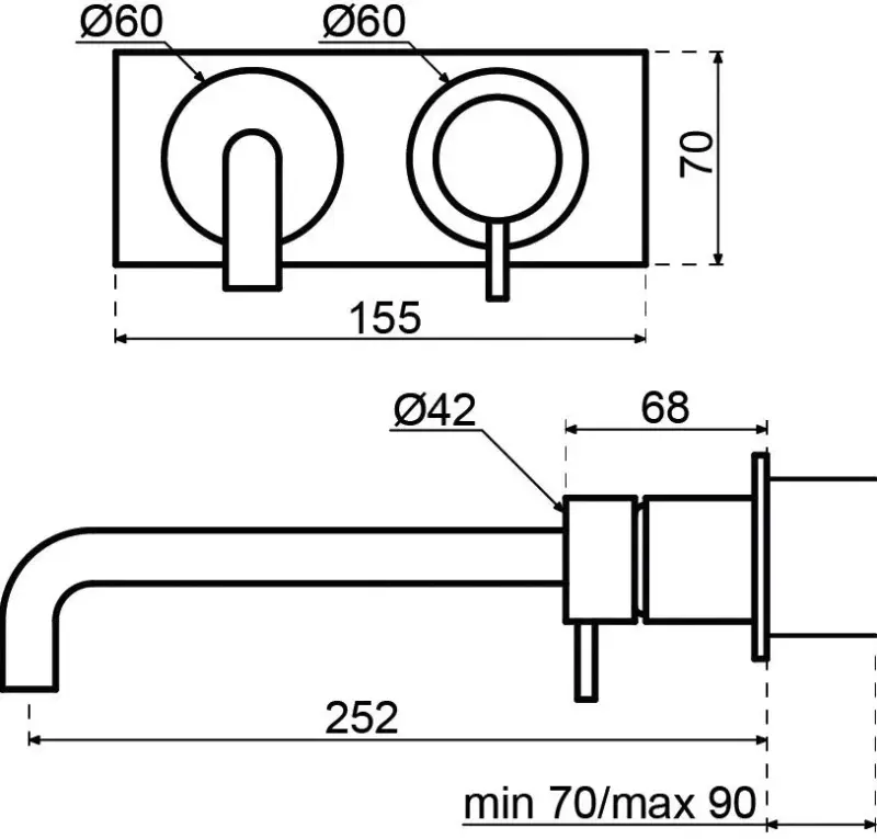 Waterevolution Flow beépíthető mosdócsaptelep fedőlappal, teljes egészében rozsdamentes acélból, 15 cm-es kifolyóval T1161BIE-15