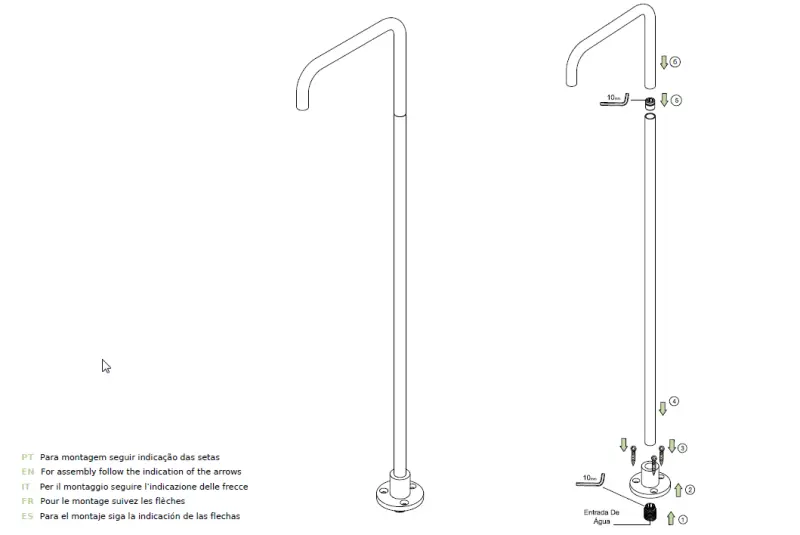 Waterevolution Flow szabadon álló mosdócsaptelep kifolyó PVD csiszolt réz T1.676.CP.E