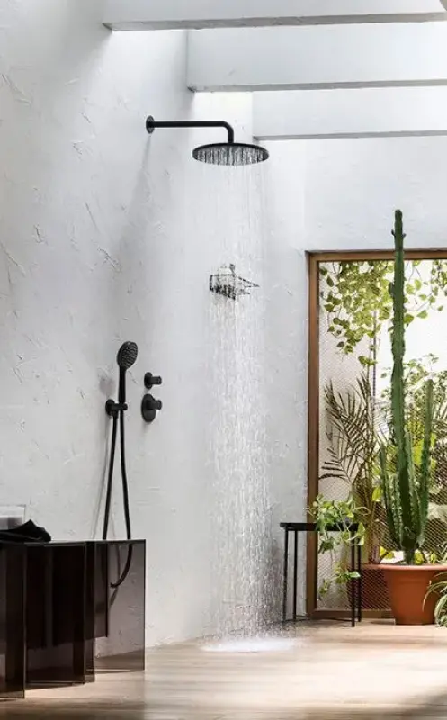 SB Round Douche Set mat zwart inbouw compleet