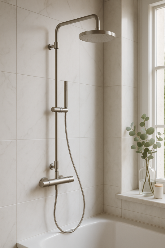 Waterevolution Flow zuhanyszett termosztáttal és esőzuhannyal, teljesen rozsdamentes acél, T141TIE