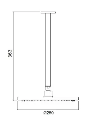 Waterevolution Flow fejzuhany 250 mm mennyezeti csatlakozással PVD Gun Metal T164225GME