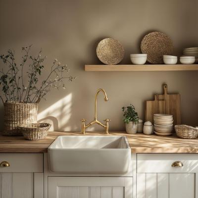 PB klasszikus Nosztalgikus klasszikus konyhai csaptelep Bronz változtatható középtávolsággal 2 lyukas 18-25cm 1208954352