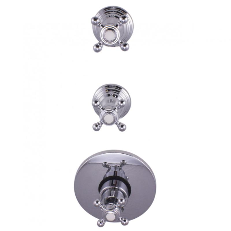 PB Classic nosztalgikus beépíthető zuhany termosztát 2 elzárócsappal, króm