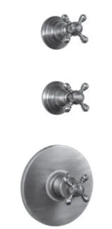 PB Classic nosztalgikus beépíthető zuhany termosztát 2 elzárócsappal, rozsdamentes acél megjelenésű