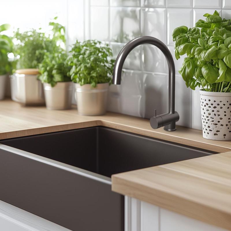 Waterevolution Flow keverőcsap PVD Gun metal kihúzható kifolyóval T155GME