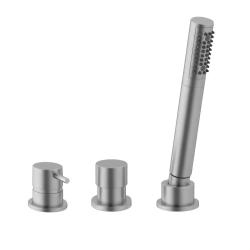 Waterevolution Flow 3-lyukú Kádkeverő Csaptelep Kádperemre Szereléshez Rozsdamentes Acél T138SBIE