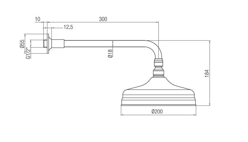 PB nosztalgikus 20 cm-es fejzuhany vízkőmentesítővel és zuhanykarral, bronz