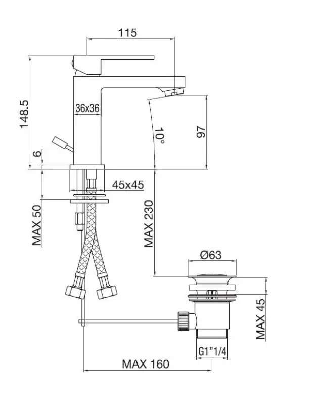 PB Kiki 1-lyukas mosdócsaptelep matt fekete