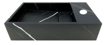Solid-S Marble solid surface mosdó B40xD22xH10cm márvány matt fekete jobb oldali csaplyukkal 1208954634