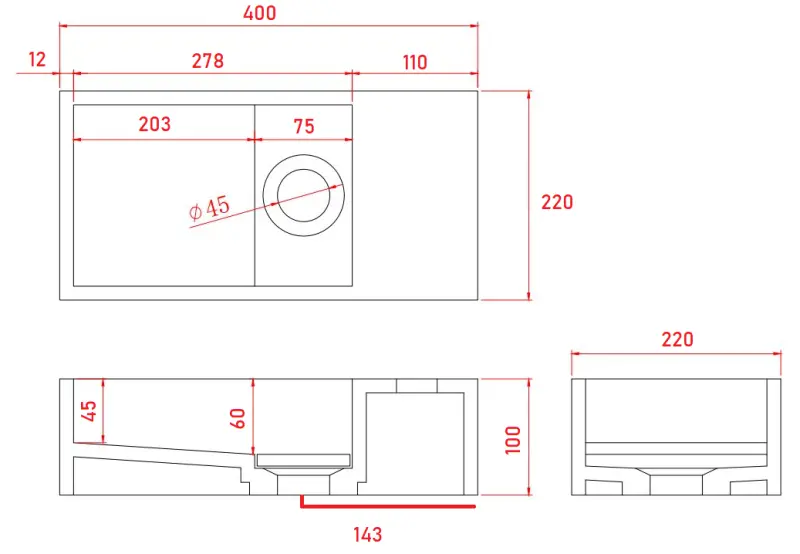 Vast oppervlak Solid-S Marble fontein B40xD22xH10cm márvány matt fekete jobb oldali, csaplyuk nélkül 1208954635.