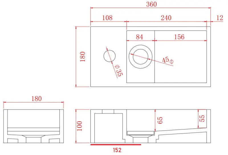 Solide-S Marmer solid surface fontein B36xD18xH10cm marmer mat zwart links met kraangat 1208954637
