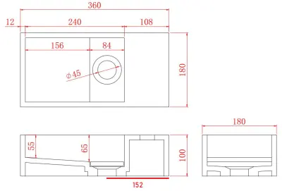 Vast-S Marble masszív felületű mosdókagyló B36xD18xH10cm márvány matt fekete jobb oldali, csaptelep nyílás nélkül 1208954639