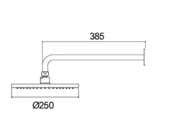 Waterevolution Flow hoofddouche 250 mm met muuraansluiting Light Gold