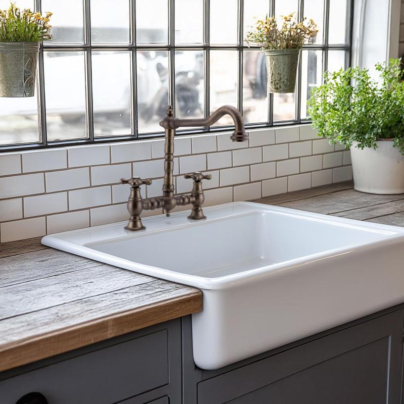 PB Nosztalgikus Konyhai Csaptelep sötét bronz derékszögű kifolyóval és csillag alakú gombokkal 1208954667