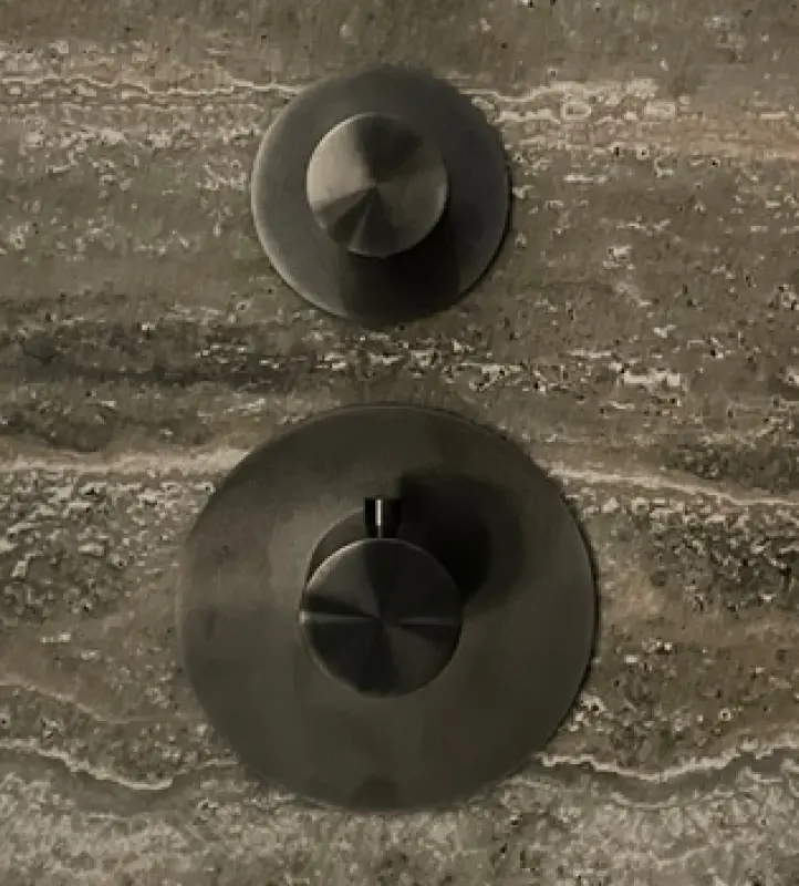 SB 316 AESTHETICS Inbouwthermostaatkraan met 2 uitgangen / omstel-stopkraan PVD geborsteld gun metal 1208954918