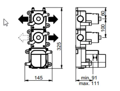 SB 316 AESTHETICS Ronde Inbouw thermostaatkraan met 3 uitgangen met omsteller en stopkraan PVD réz kefélt 1208954950