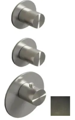 SB 316 AESTHETICS Ronde Inbouwthermostaatkraan met 3 uitgangen met omsteller en stopkraan PVD geborsteld gun metal 1208954952