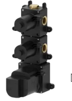 SB 316 AESTHETICS Ronde Inbouwthermostaatkraan met 3 uitgangen met omsteller en stopkraan PVD geborsteld gun metal 1208954952