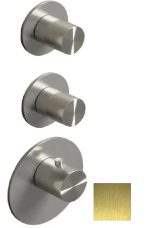 SB 316 AESTHETICS Ronde Inbouwthermostaatkraan met 4 uitgangen/ 2x stop-omstelkraan PVD geborsteld goud 1208954958
