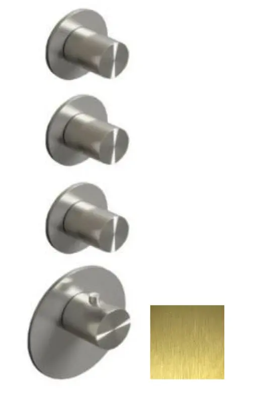 SB 316 ESTHETIKA Ronde ingebouwde thermostaatkraan met 3 uitgangen / 3x stopkraan PVD geborsteld goud 1208954966