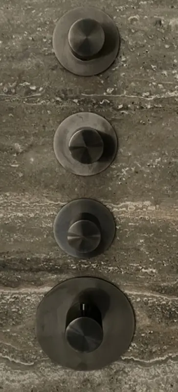 SB 316 AESTHETICS Round Beépített termosztátos csaptelep 3 kimenettel/ 3x elzárócsap PVD gun metal szálcsiszolt 1208954967