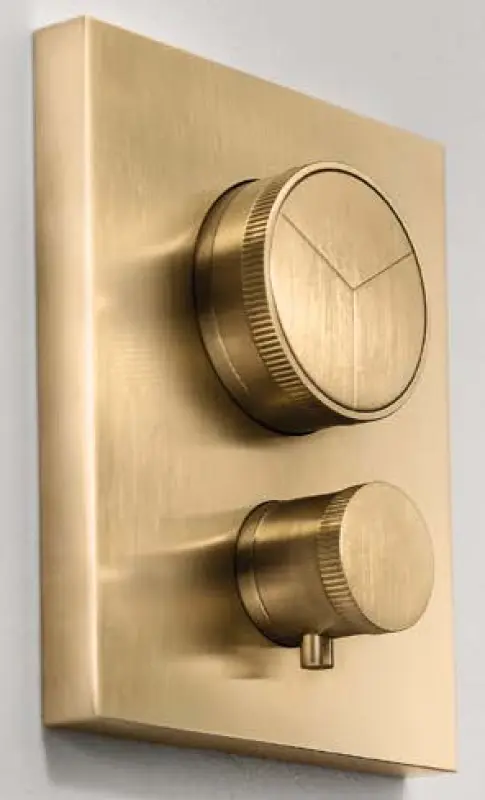 SB Push Square Beépíthető termosztátos csaptelep nyomógombbal, 3 utas átállítóval és térfogat-szabályozóval, PVD arany 1208955137