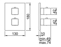 SB Universale Square Inbouwthermostaatkraan met 2 uitgangen RVS 1208955143