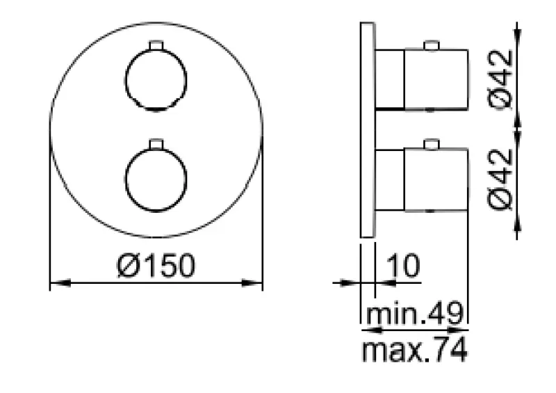 SB Universale Round Beépíthető termosztátos csaptelep 2 kimenettel, PVD réz 1208955166
