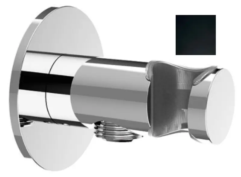 SB Rubinetterie Universele handdouche ophanghaak met watertoevoer mat zwart 1208955198