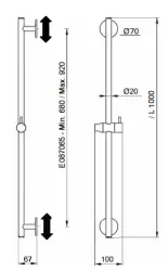 SB Rubinetterie Universale L 1000 Flexi Round zuhanyrúd króm 1208955231