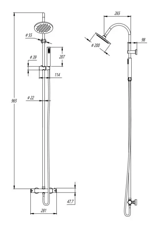 Aquadesign Orly zuhanykészlet termosztáttal és esőzuhannyal, króm