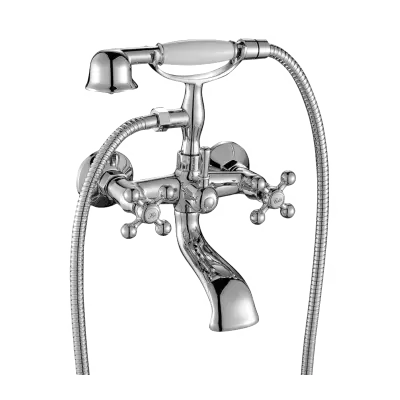 Aquadesign Marseille klasszikus felépítésű fürdőkád csaptelep erős gombokkal, bronz, kézi zuhannyal