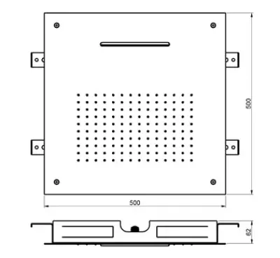 SB Square 316 Beépített esőzuhany vízeséssel 50x50cm mennyezeti zuhanyfej PVD gun metal 1208955320